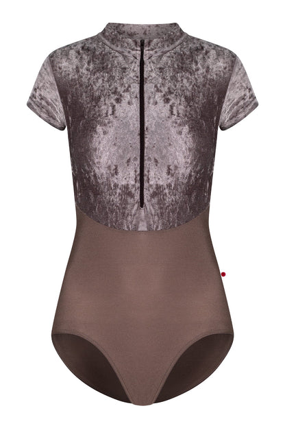 Jessica Duo leotard in N-Star body color with CV-Phantom top color and N-Espresso zipper