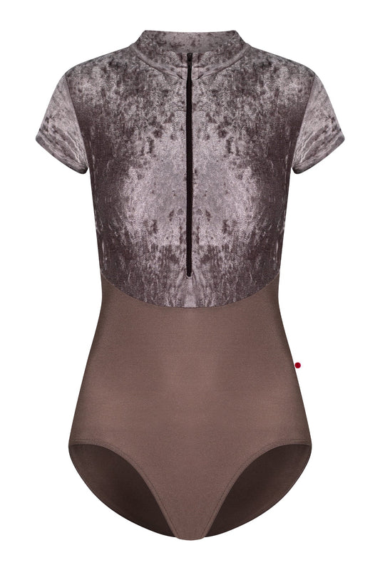 Jessica Duo leotard in N-Star body color with CV-Phantom top color and N-Espresso zipper